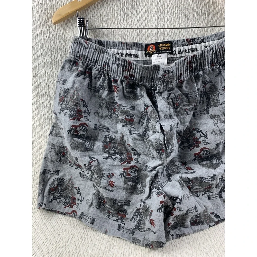 Vintage Looney Tunes Taz Boxers Men's Sz XL 40-42 Christmas Gray 2000 Y2K Cotton